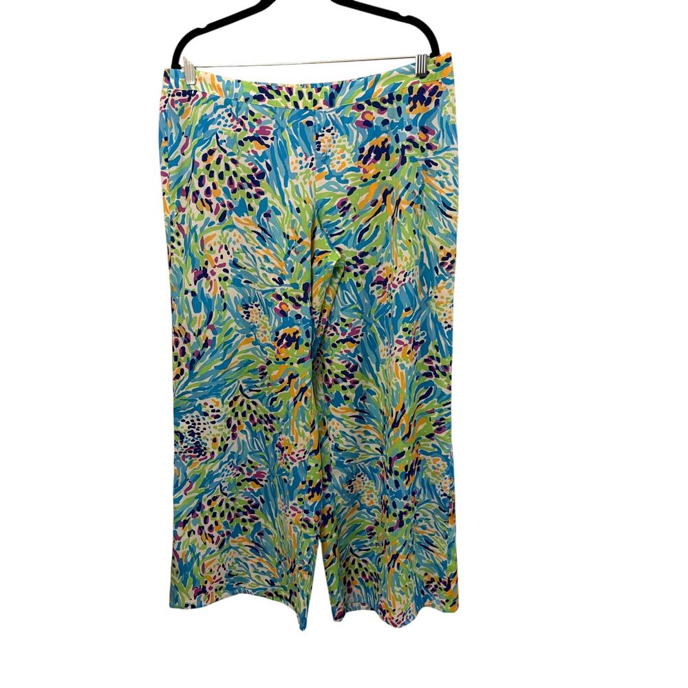 Lilly Pulitzer Middleton Sea Soiree Palazzo Pants XL Flowy Light Beachy Resort